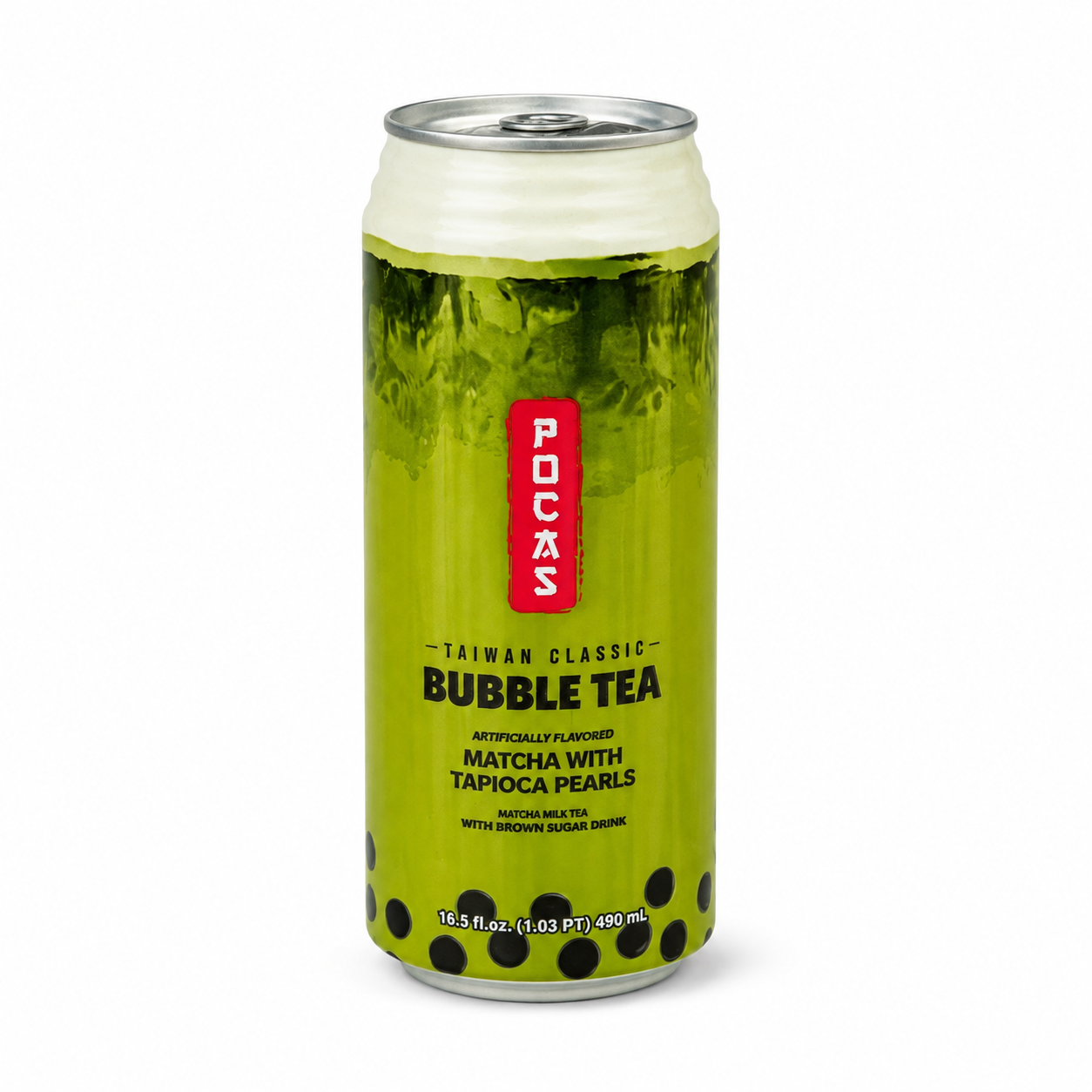 POCAS Bubble Tea Matcha With Tapioca Pearls 490ml