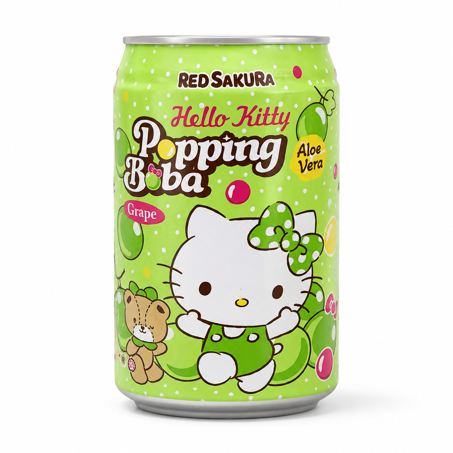 Red Sakura Hello Kitty Popping Boba Grape Aloe Vera 310ml