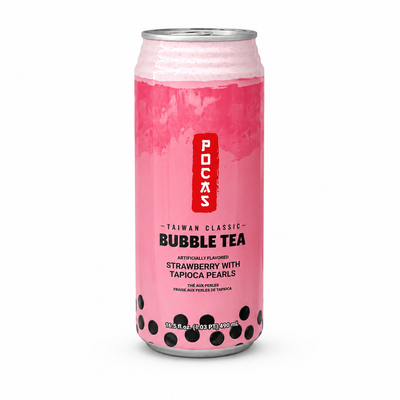 POCAS Bubble Tea Strawberry With Tapioca Pearls 490ml