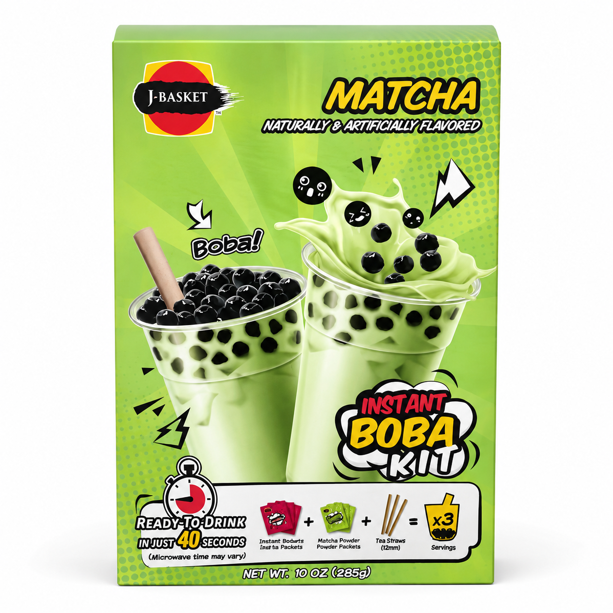 J-Basket Instant Boba Kit Matcha – 3 Servings